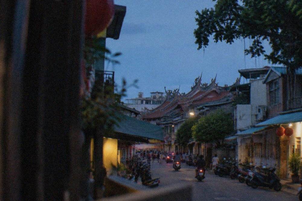 A wide view over Tainan's old city rooftops under a clear blue sky