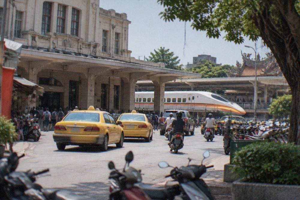 A high speed train stopped at a station platform in Taiwan